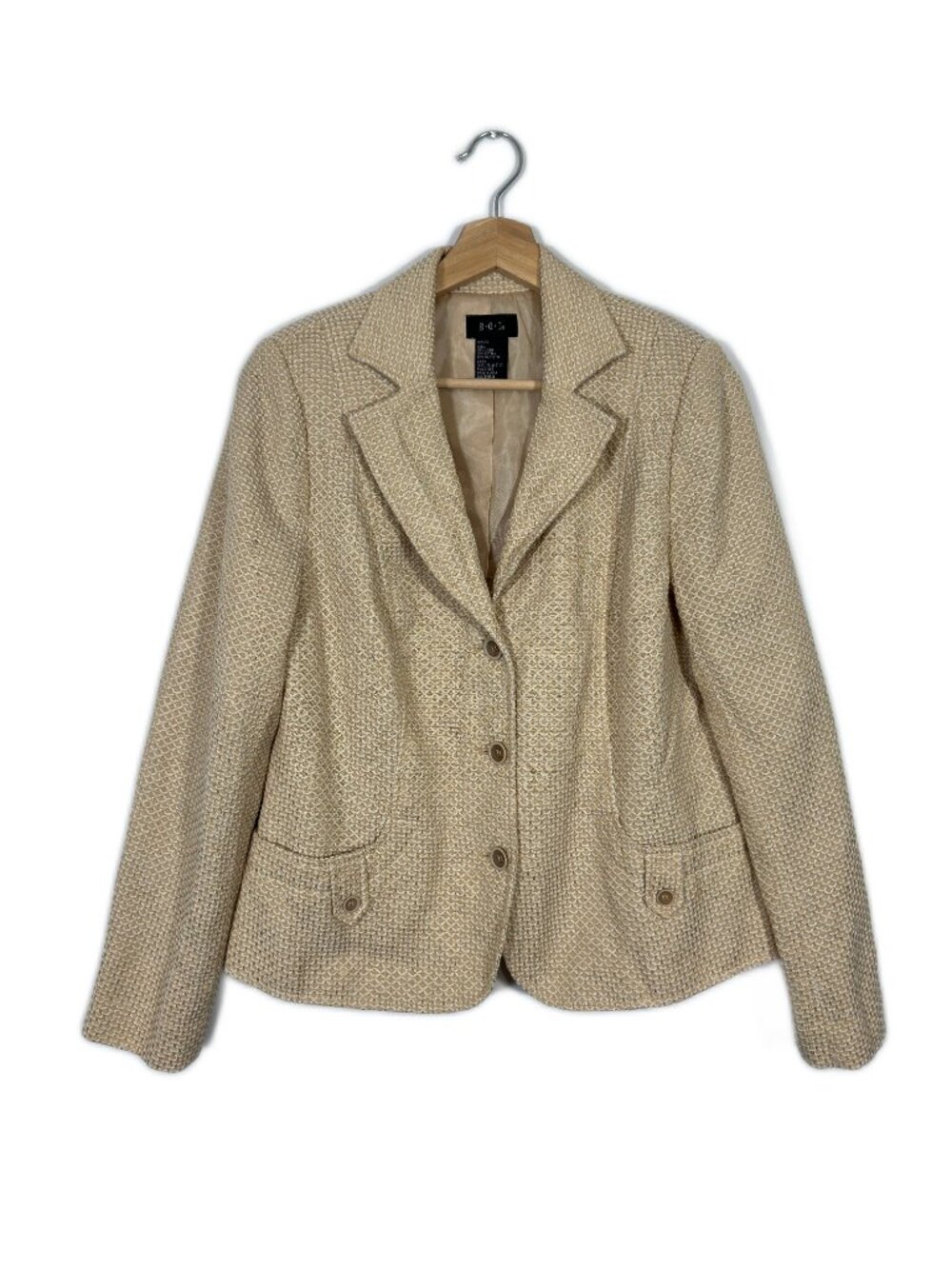 RQT Women's Blazer Size Linen Blend 14 Butter Yellow Career Business Casual Fall